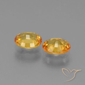 Sapphire Gemstones in 6 x 5 mm Size for Sale, Sapphire Stones in Deep Golden Orange Color