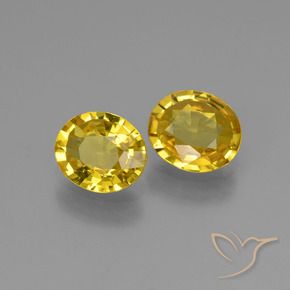1.30 ctw Yellow Sapphire Stones, Natural Sapphire in Oval Facet Shape for Sale