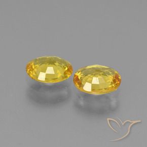 Sapphire Gemstones in 5.9 x 5 mm Size for Sale, Sapphire Stones in Light Honey Yellow Color