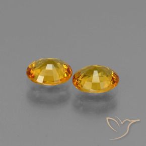 Sapphire Gemstones in 5.9 x 4.9 mm Size for Sale, Sapphire Stones in Deep Golden Orange Color