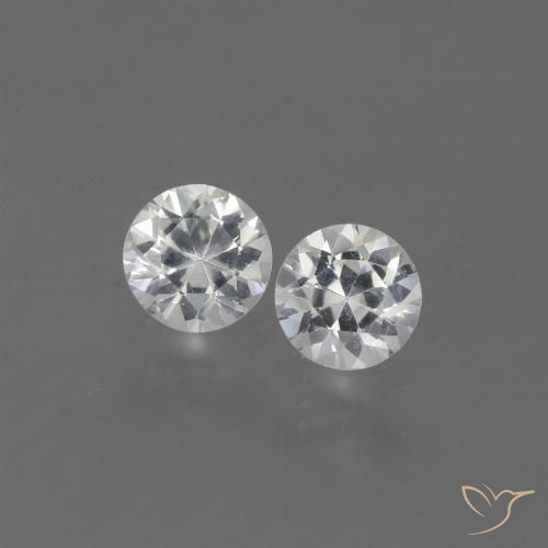 0.83 ct Loose White Sapphire, 4.3 mm Diamond Cut From Madagascar, Photo A
