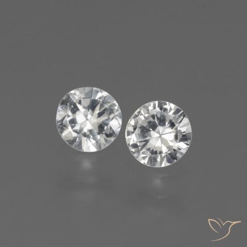 0.74 ct Loose White Sapphire, 4.4 mm Diamond Cut From Madagascar, Photo A