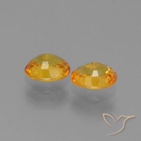Sapphire Gemstones in 6.1 x 5 mm Size for Sale, Sapphire Stones in Orange-Gold Color