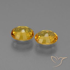 Sapphire Gemstones in 6 x 5 mm Size for Sale, Sapphire Stones in Deep Golden Orange Color