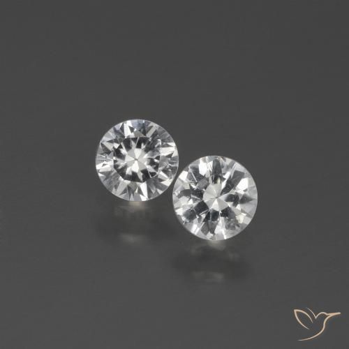 0.71 ct Loose White Sapphire, 4.3 mm Diamond Cut From Madagascar, Photo A