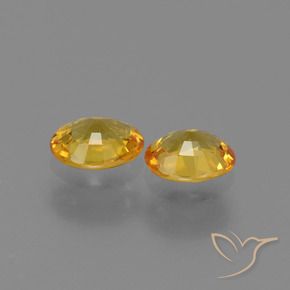 Sapphire Gemstones in 5.8 x 4.8 mm Size for Sale, Sapphire Stones in Deep Golden Orange Color