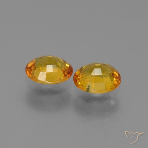 Sapphire Gemstones in 5.9 x 4.9 mm Size for Sale, Sapphire Stones in Dark Golden Color