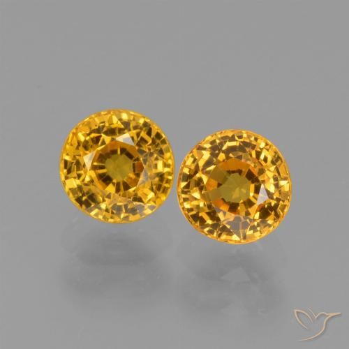 1.47 ct Loose Yellow Sapphire, 4.9 mm Round Cut From Tanzania, Photo A