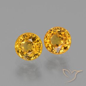1.47 ctw Golden Sapphire Stones, Natural Sapphire in Round Facet Shape for Sale