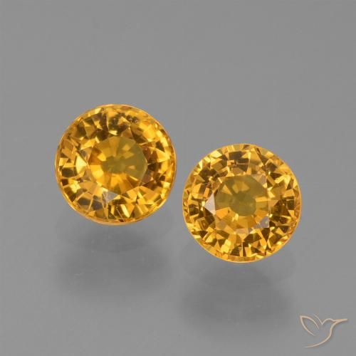 1.35 ct Loose Yellow Sapphire, 4.9 mm Round Cut From Tanzania, Photo A