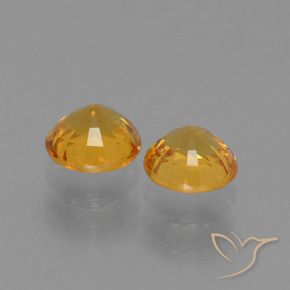 Sapphire Gemstones in 5 mm (calibrated) Size for Sale, Sapphire Stones in Deep Golden Orange Color