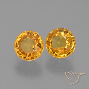 1.34 ctw Golden Sapphire Stones, Natural Sapphire in Round Facet Shape for Sale