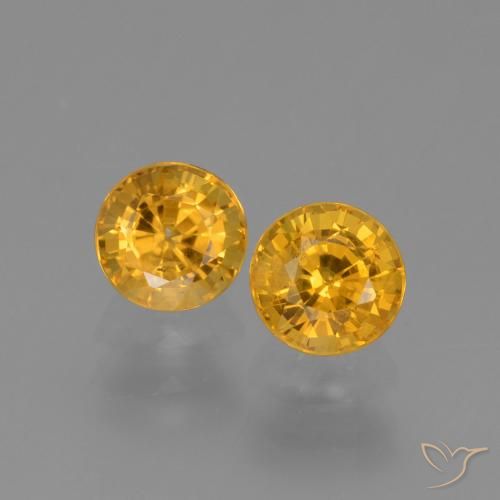 1.38 ct Yellow Sapphire, 4.9 mm Round Cut From Tanzania, Photo A