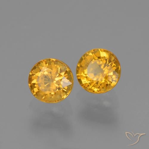 1.38 ctw Golden Sapphire Stones, Natural Sapphire in Round Facet Shape for Sale