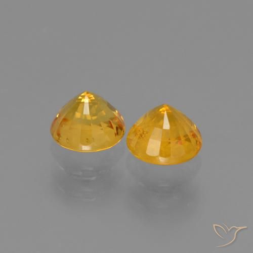 Sapphire Gemstones in 5 mm (calibrated) Size for Sale, Sapphire Stones in Deep Golden Orange Color