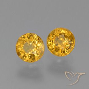 1.36 ctw Golden Sapphire Stones, Natural Sapphire in Round Facet Shape for Sale