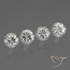 1.55 ctw White Sapphire Stones, Natural Sapphire in Diamond-Cut Shape for Sale