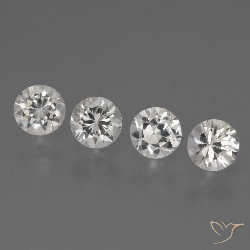 Zafiro blanco suelto de 1,55 quilates, talla de diamante de 4,4 mm de Madagascar, Photo A