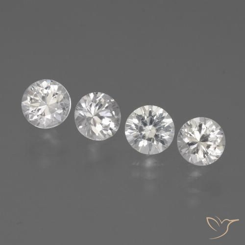 1.37 ctw White Sapphire Gemstones, Sapphire Gems in Diamond-Cut Shape for Sale.