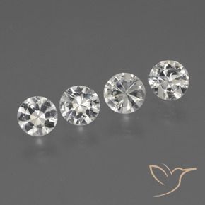 1.25 ctw White Sapphire Stones, Natural Sapphire in Diamond-Cut Shape for Sale
