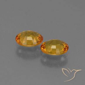 Sapphire Gemstones in 5.9 x 5 mm Size for Sale, Sapphire Stones in Medium Orange-Gold Color