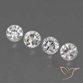 1.45 ctw White Sapphire Stones, Natural Sapphire in Diamond-Cut Shape for Sale