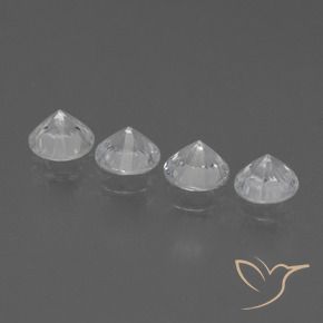 Sapphire Gemstones in 4.3 mm Size for Sale, Sapphire Stones in Clear White Color