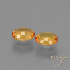 Sapphire Gemstones in 6.1 x 5 mm Size for Sale, Sapphire Stones in Deep Orange-Gold Color