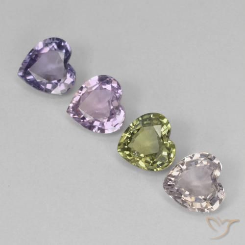 2.93 ctw Multicolor Sapphire Stones, Natural Sapphire in Heart Facet Shape for Sale