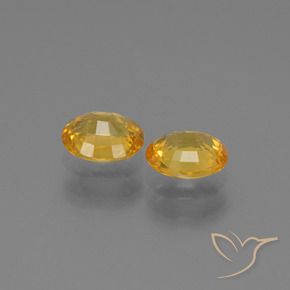 Sapphire Gemstones in 6 x 4.9 mm Size for Sale, Sapphire Stones in Deep Golden Orange Color