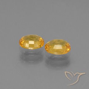 Sapphire Gemstones in 6.1 x 4.9 mm Size for Sale, Sapphire Stones in Deep Golden Orange Color