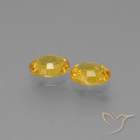 Sapphire Gemstones in 6.1 x 5.1 mm Size for Sale, Sapphire Stones in Golden Color