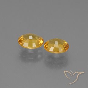Sapphire Gemstones in 5.9 x 5.1 mm Size for Sale, Sapphire Stones in Orange-Gold Color