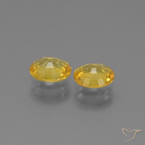Sapphire Gemstones in 5.9 x 4.9 mm Size for Sale, Sapphire Stones in Medium Yellow Color