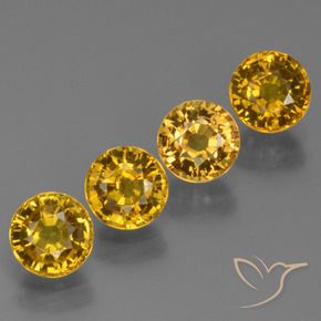 3.03 ctw Yellow Sapphire Stones, Natural Sapphire in Round Facet Shape for Sale