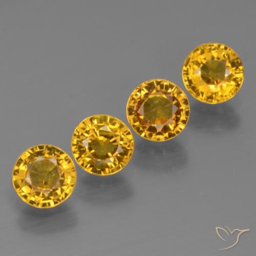 2.37 ctw Yellow Sapphire Stones, Natural Sapphire in Round Facet Shape for Sale
