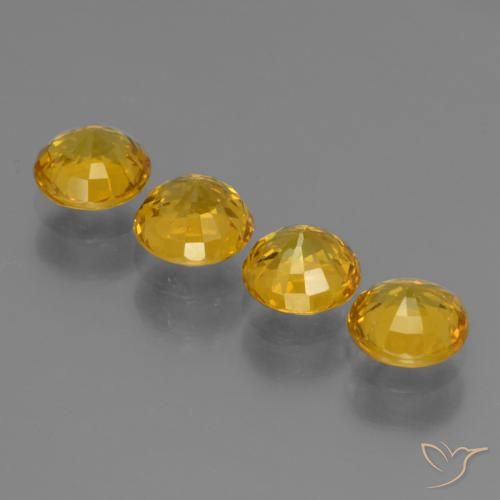 Sapphire Gemstones in 5 mm (calibrated) Size for Sale, Sapphire Stones in Honey Yellow Color