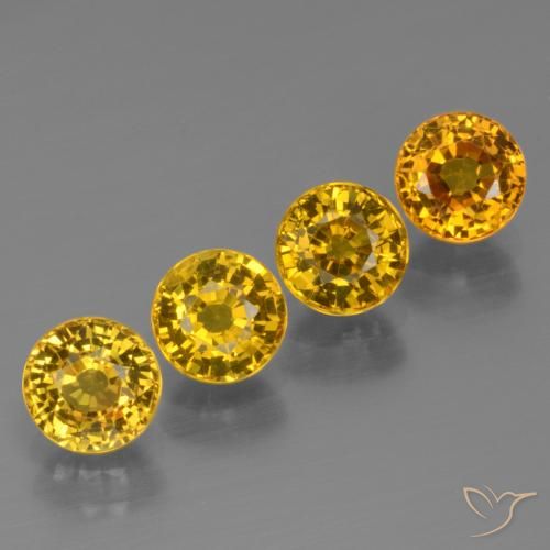 3.07 ctw Yellow Sapphire Stones, Natural Sapphire in Round Facet Shape for Sale