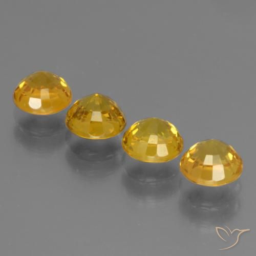 Sapphire Gemstones in 5 mm (calibrated) Size for Sale, Sapphire Stones in Honey Yellow Color