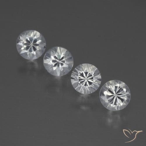 Lote de Zafiro Blanco Circular de 4 piezas de Madagascar - Peso 1,39 ct en total / promedio. 0,35 ct cada uno, Tamaño 4,2mm, Color: Blanco claro, Dureza Mohs 9 Adecuado para joyas de uso diario, Año de la piedra preciosa del tigre, Photo A
