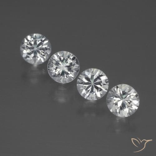 Zafiro blanco suelto de 1,33 quilates, talla de diamante de 4,2 mm de Madagascar, Photo A