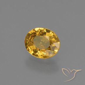 0.64 ct Golden Sapphire Stone, Natural Sapphire in Oval Facet Shape for Sale