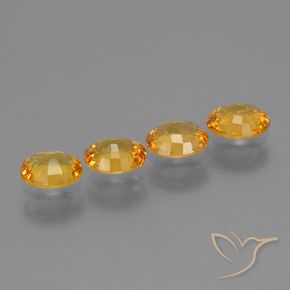 Sapphire Gemstones in 6 x 5 mm Size for Sale, Sapphire Stones in Deep Golden Orange Color