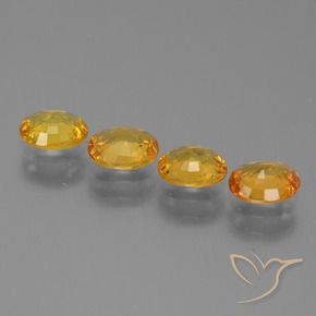Sapphire Gemstones in 6.2 x 5.1 mm Size for Sale, Sapphire Stones in Dark Orange-Gold Color