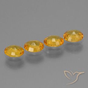 Sapphire Gemstones in 5.9 x 4.8 mm Size for Sale, Sapphire Stones in Deep Orange-Gold Color