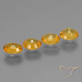 Sapphire Gemstones in 5.9 x 4.9 mm Size for Sale, Sapphire Stones in Dark Orange-Gold Color