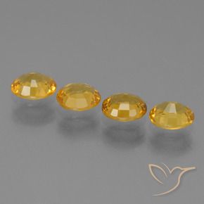 Sapphire Gemstones in 5.7 x 4.7 mm Size for Sale, Sapphire Stones in Dark Orange-Gold Color