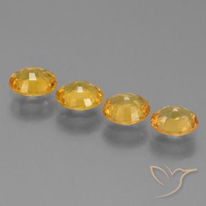 Sapphire Gemstones in 5.9 x 4.9 mm Size for Sale, Sapphire Stones in Dark Orange-Gold Color