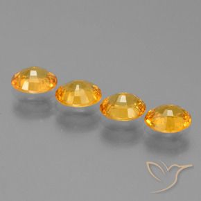 Sapphire Gemstones in 5.9 x 4.8 mm Size for Sale, Sapphire Stones in Dark Orange-Gold Color