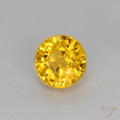 0.73 ct Golden Sapphire Stone, Natural Sapphire in Round Facet Shape for Sale